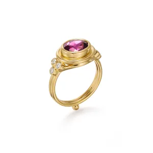 18K Purple Garnet Classic Temple Ring