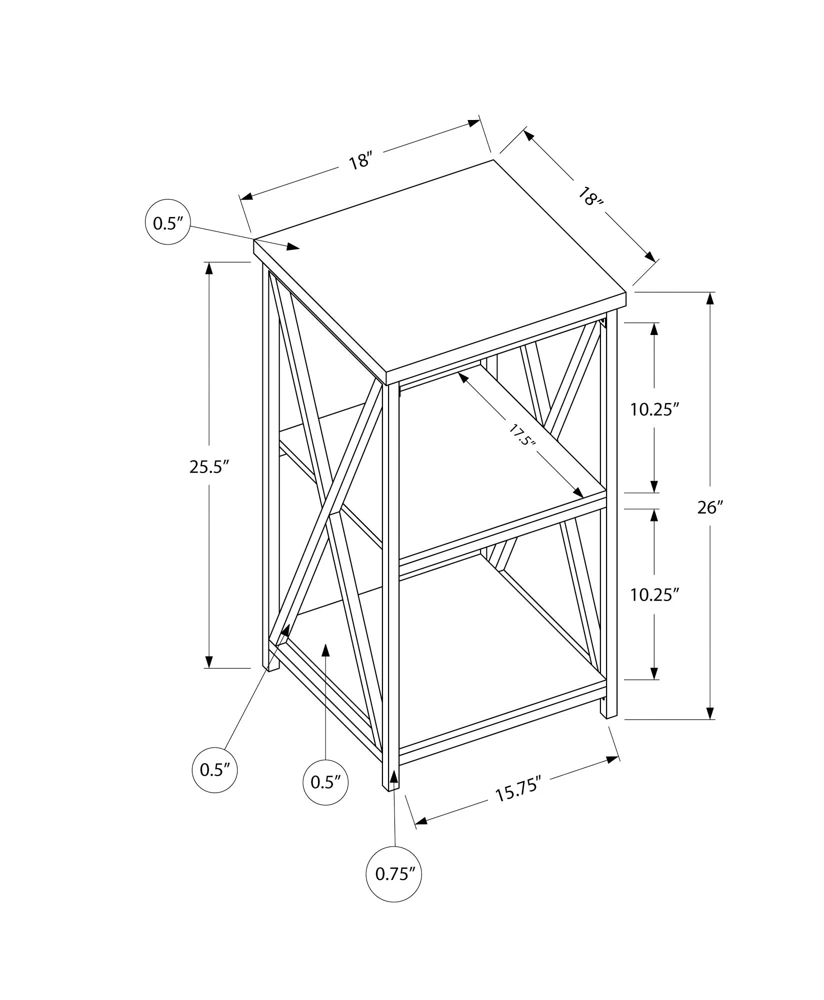 Accent Table - 26"H / Grey / Black Metal