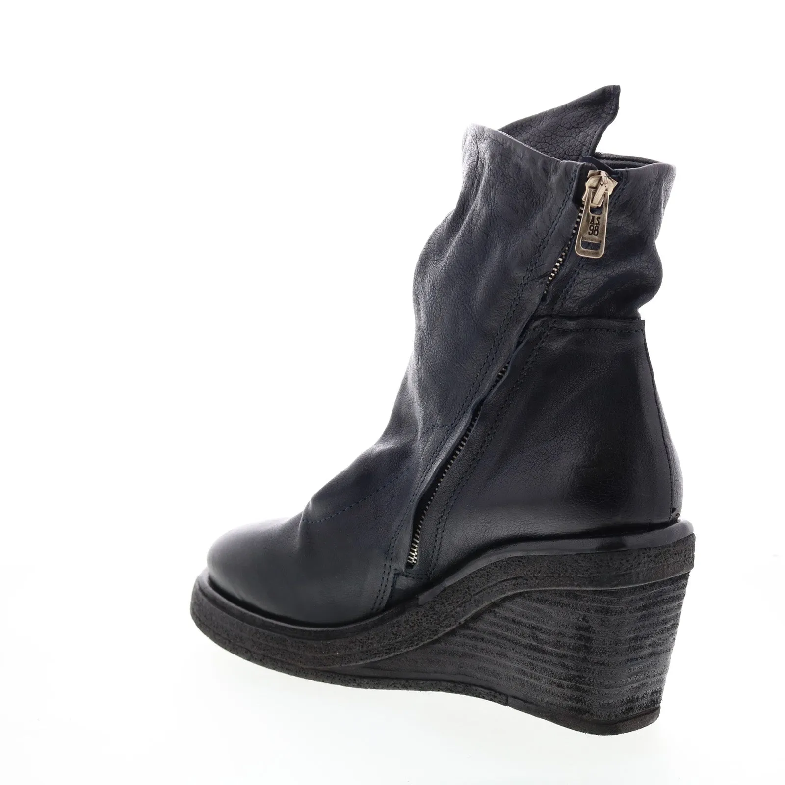A.S.98 Tremont A30205-201 Womens Blue Leather Zipper Casual Dress Boots