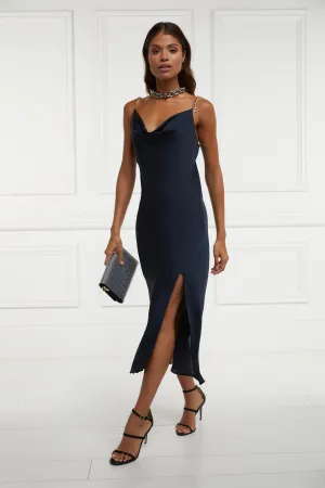 Aurora Satin Dress (Ink Navy)