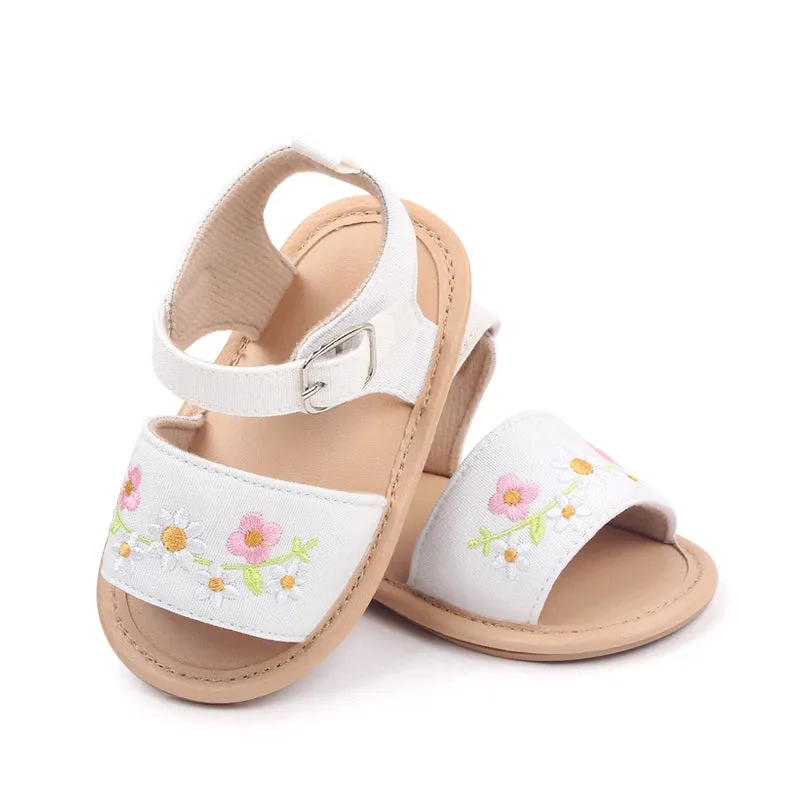 Baby Girl Summer Sandal Embroidery Flower Design for 0-1 Years Old