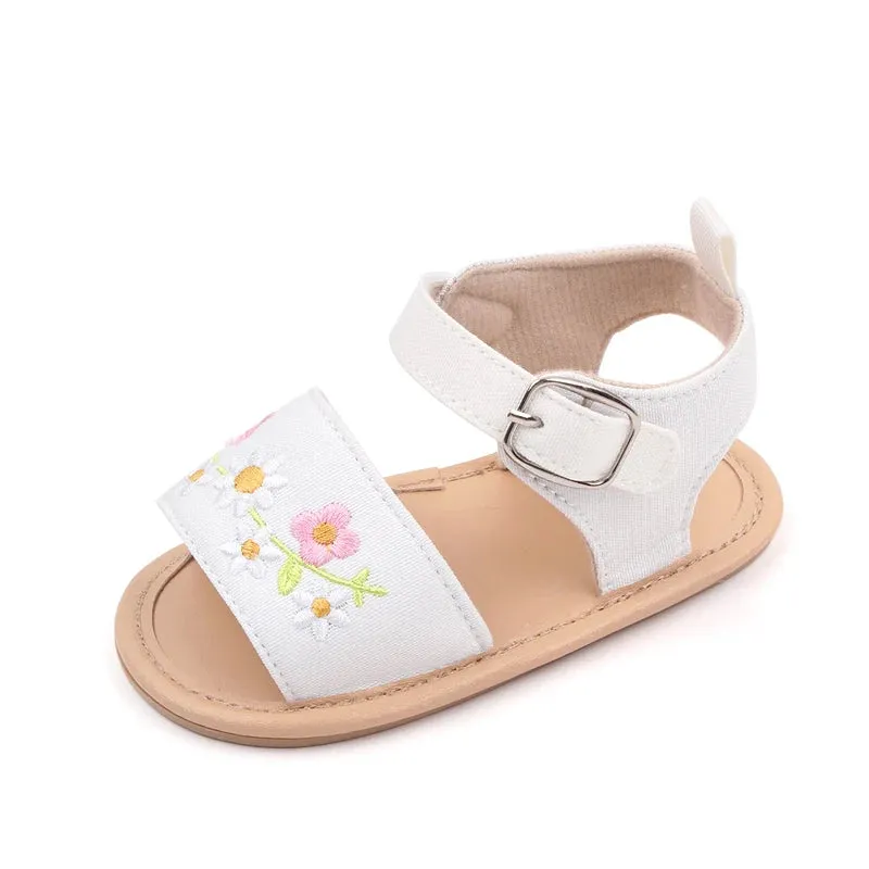 Baby Girl Summer Sandal Embroidery Flower Design for 0-1 Years Old