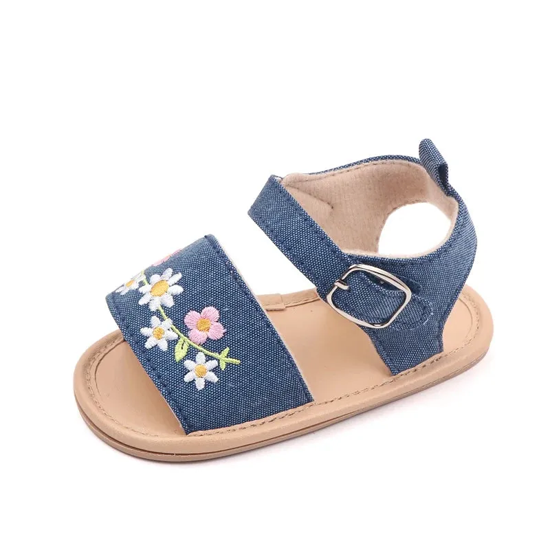 Baby Girl Summer Sandal Embroidery Flower Design for 0-1 Years Old