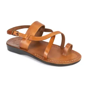 Bethany - Leather Cross Strap Sandal | Honey