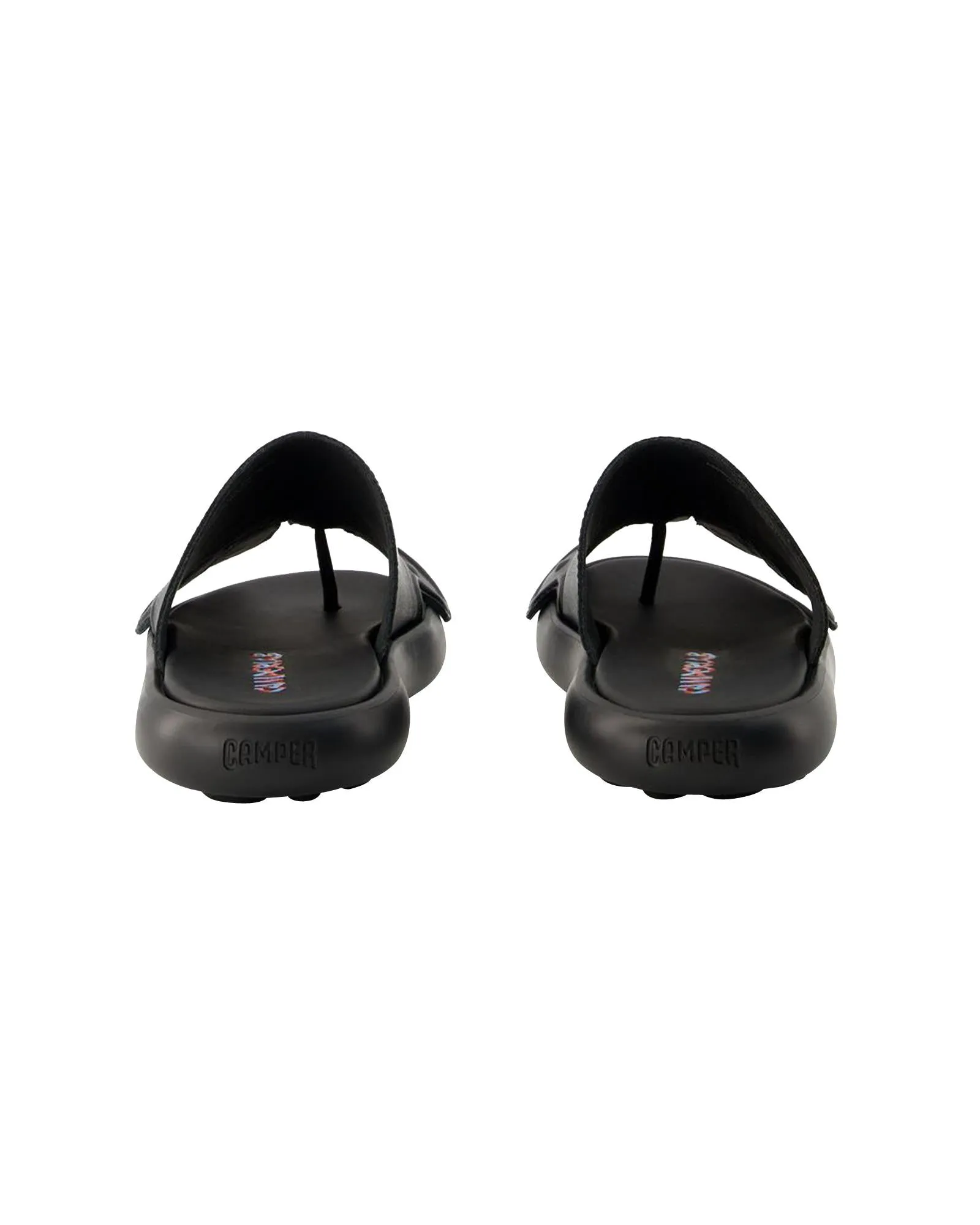 Black Leather Slip-On Sandals with Rubber Sole