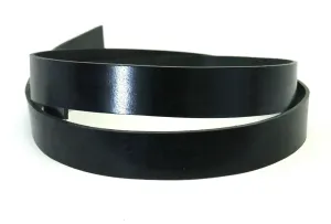 Black Vintage Glazed Buffalo Leather Strip, 48”- 60” Length, Black