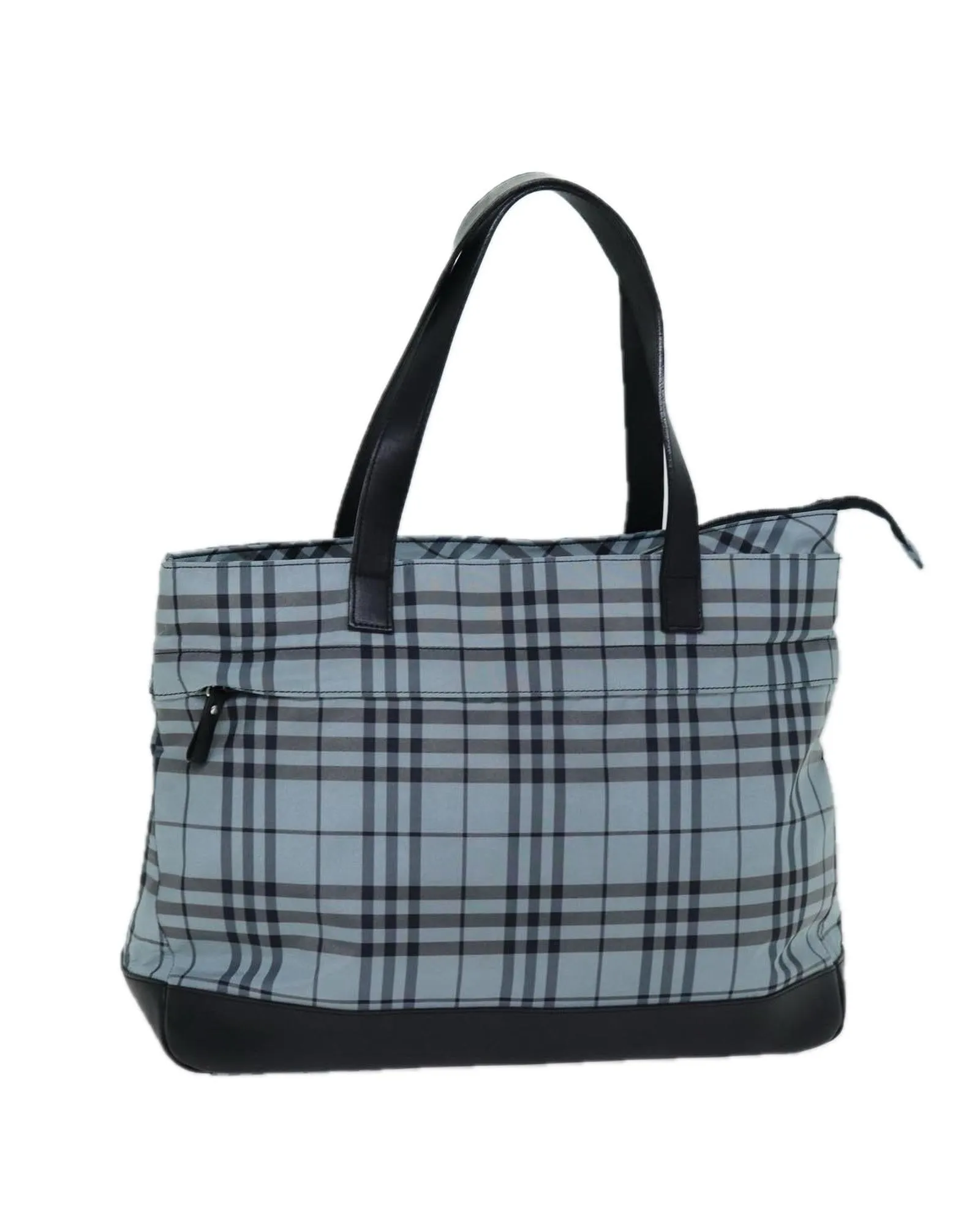 Blue Nylon Tote Bag with Burberrys Signature Nova Check Print