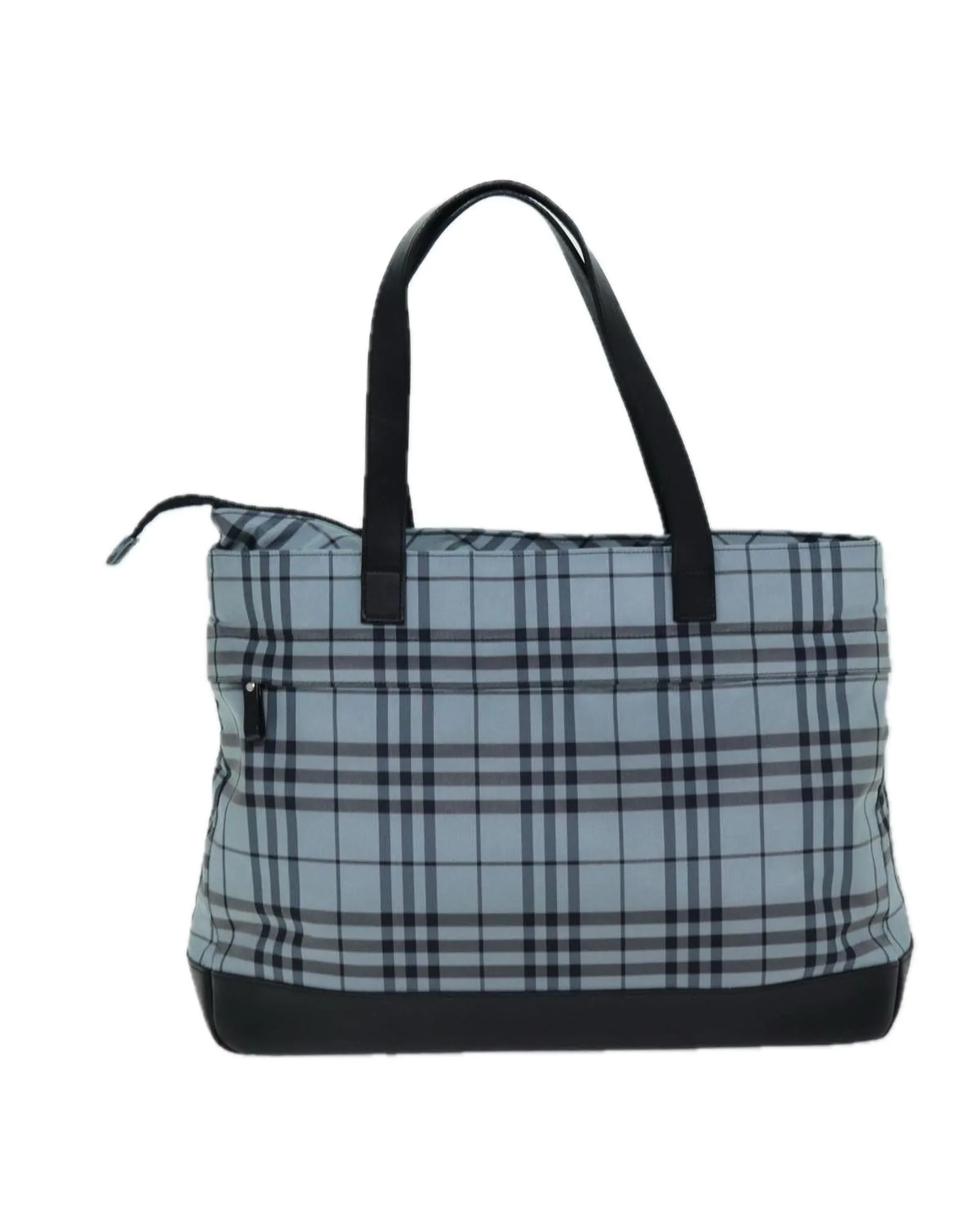 Blue Nylon Tote Bag with Burberrys Signature Nova Check Print