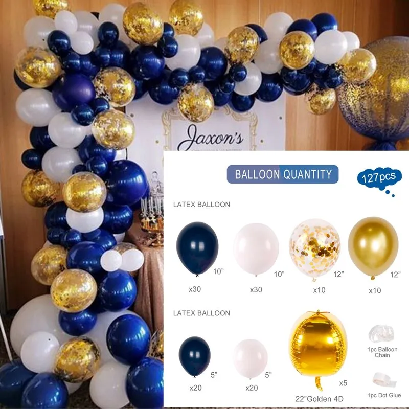 Blue Silver Macaron Birthday Balloon Garland Arch Kit Wedding Birthday Balloons Decoration Party Balloons For Kids Baby Shower