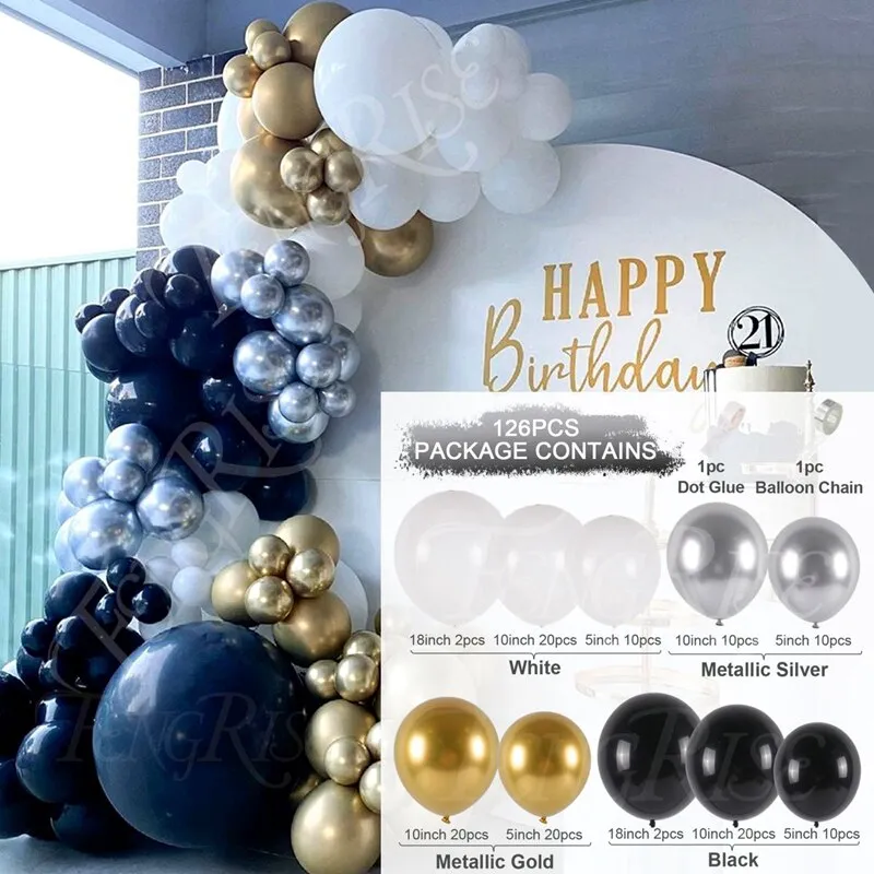 Blue Silver Macaron Birthday Balloon Garland Arch Kit Wedding Birthday Balloons Decoration Party Balloons For Kids Baby Shower