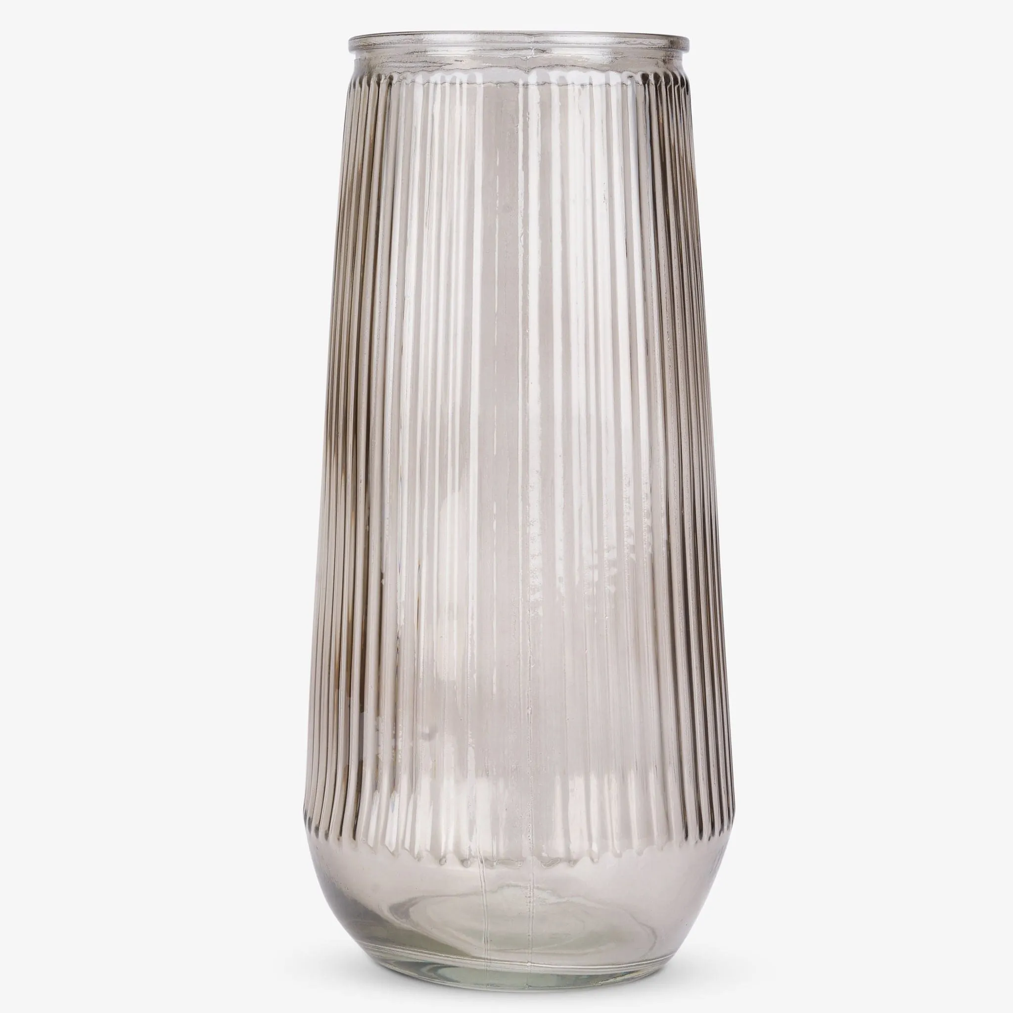 Brown Glass Ribbed Vase - 30cm