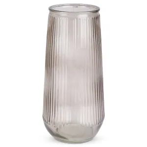 Brown Glass Ribbed Vase - 30cm