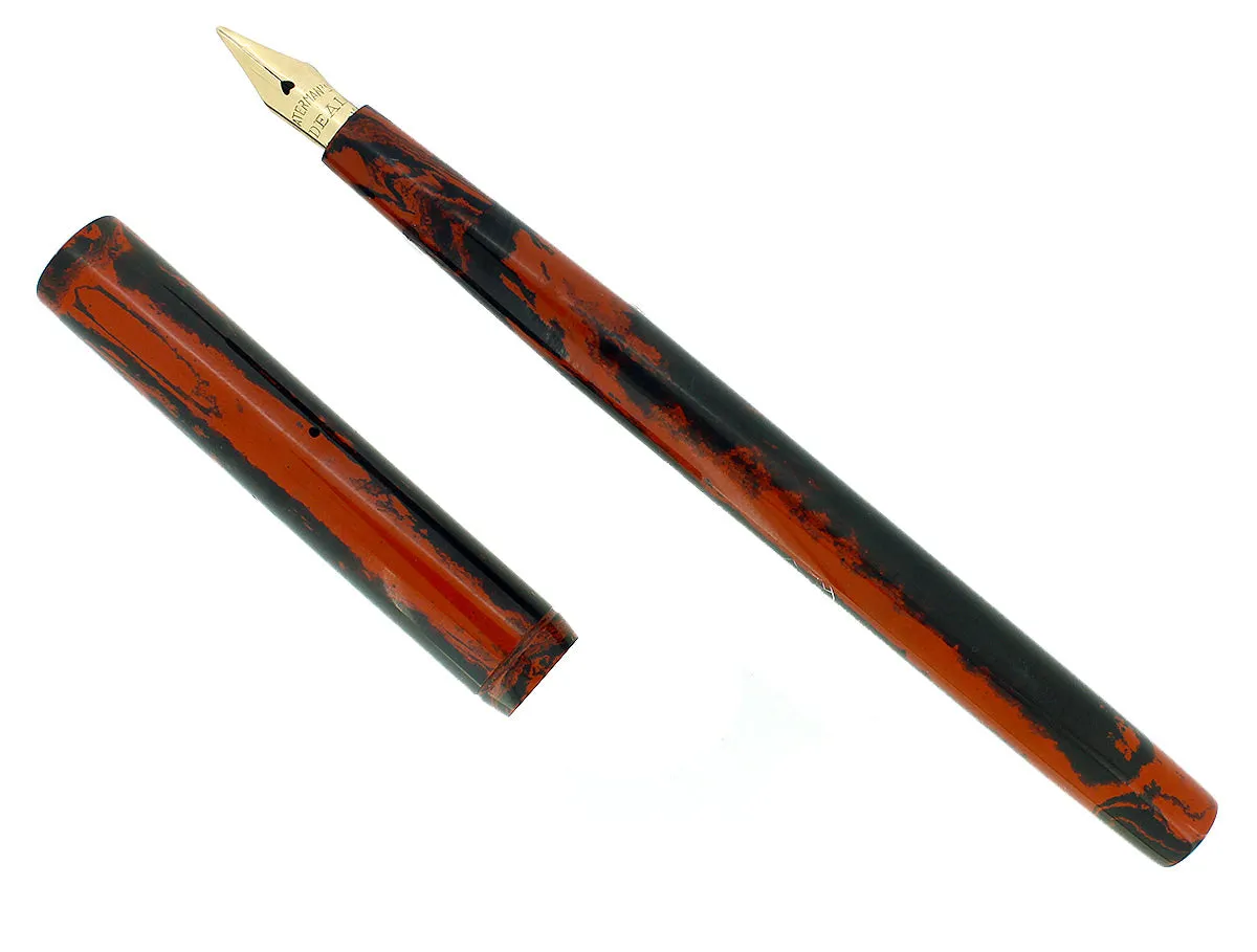 C1908 WATERMAN #12 MOTTLED HARD RUBBER FOUNTAIN PEN XF-BBBB 2.63MM FLEX NIB RESTORED