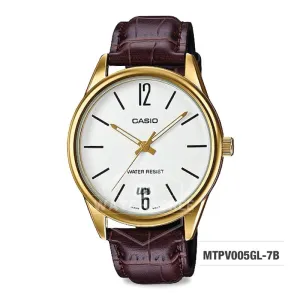 Casio Men's Standard Analog Brown Leather Strap Watch MTPV005GL-7B MTP-V005GL-7B