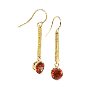 Cognac Zircons & 19K Yellow Gold Earrings- "Adelpha"