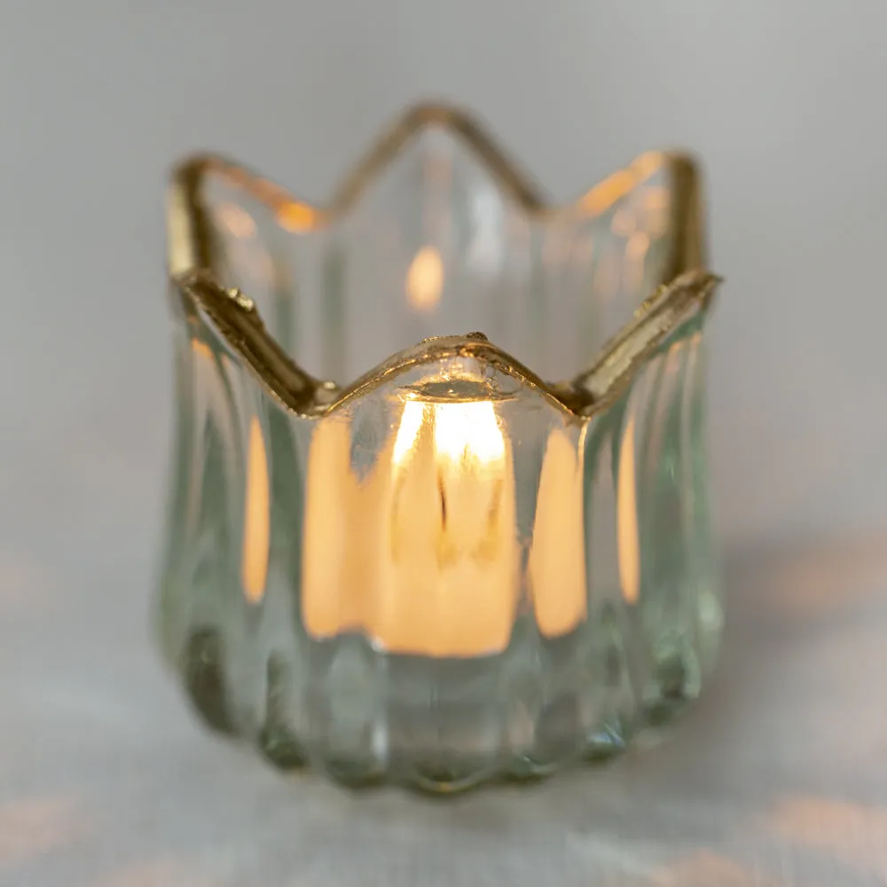 Crown Shape Tealight Holder with Gold Rim