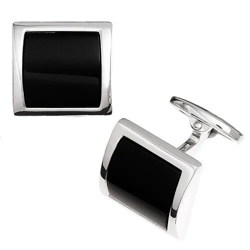 Curved Square Gemstone Sterling Silver Cufflinks I Jan Leslie