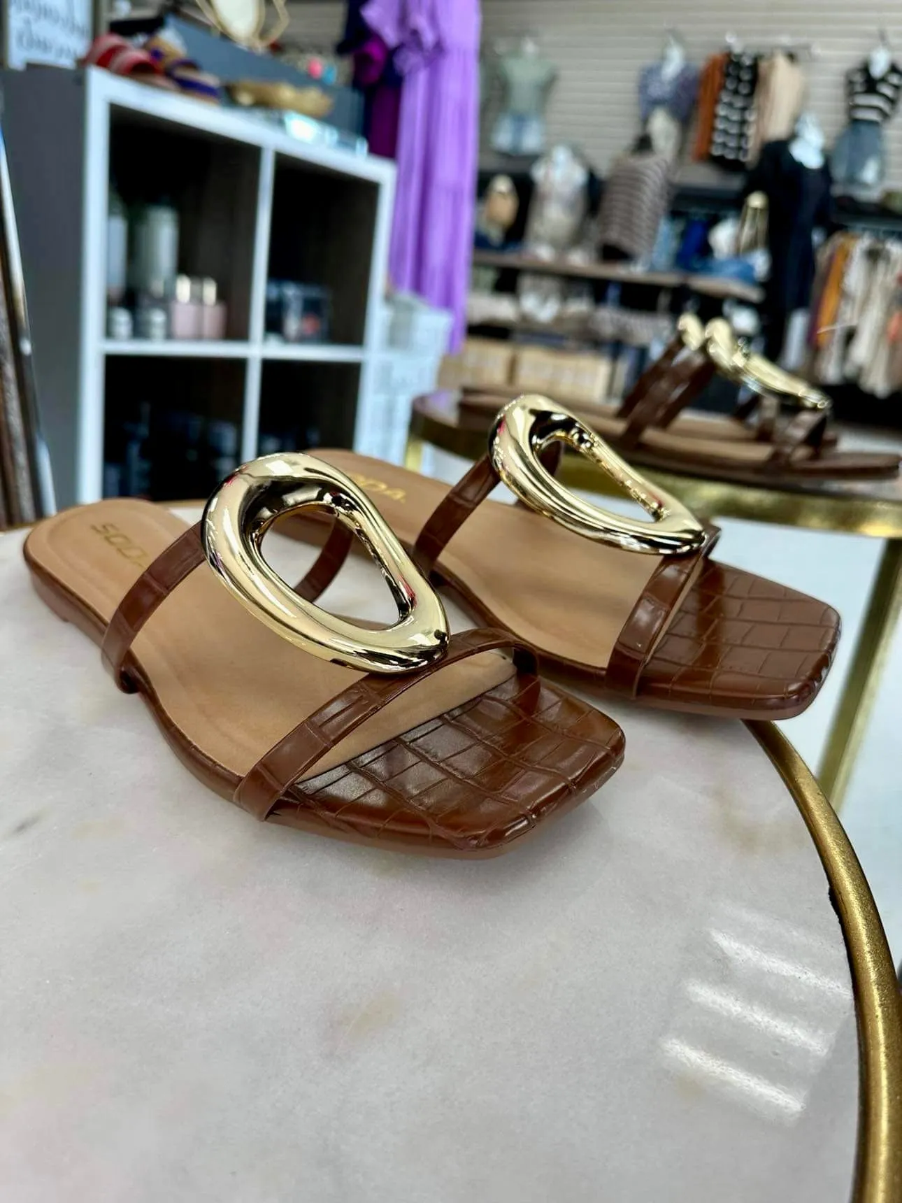 Distant Brown Croc Sandal