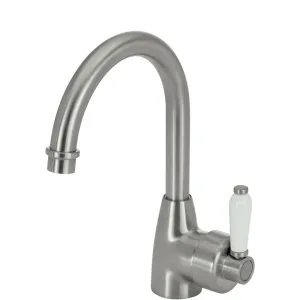 Fienza Eleanor Gooseneck Basin Mixer - Brushed Nickel / Ceramic