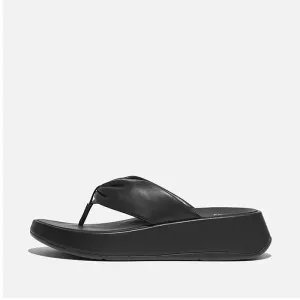 Fitflop Women F-Mode Leather-Twist Flatform Toe-Post Sandals |HG1-001| Black