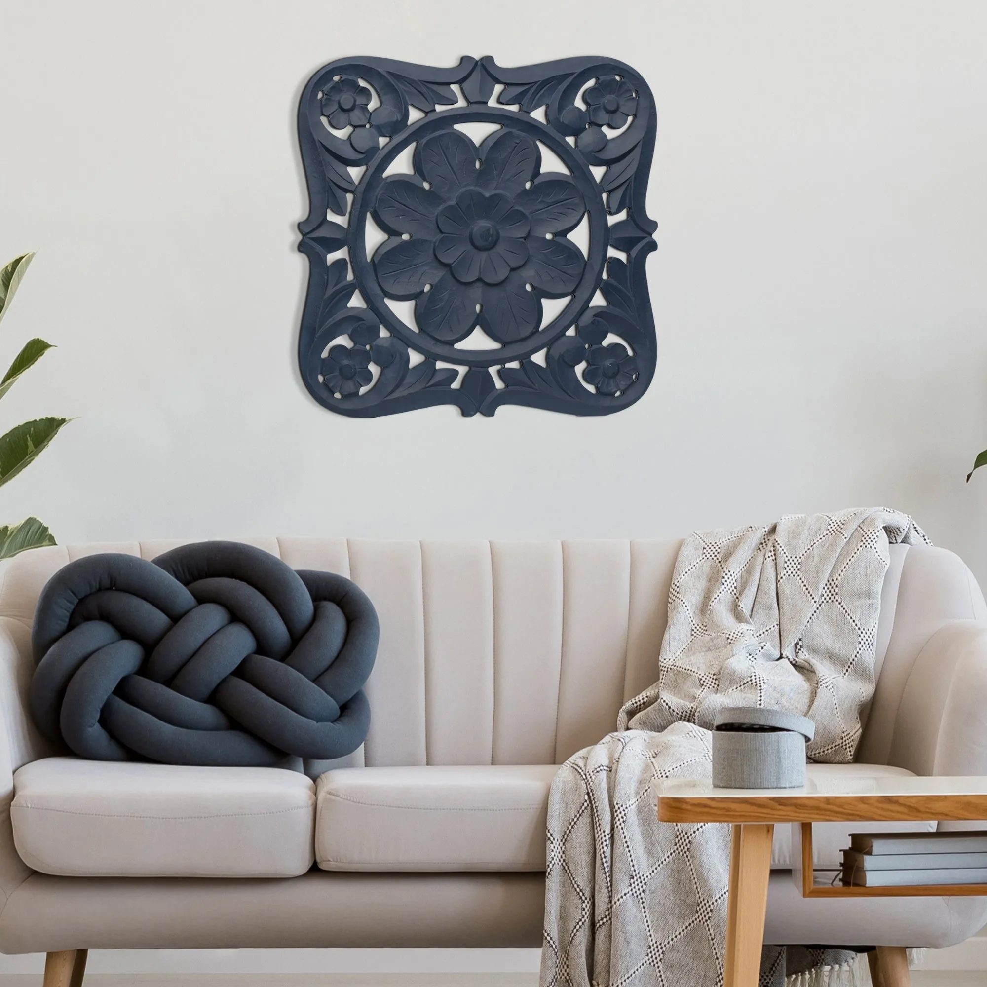 Floral Arabesque Wall Medallion - Blue