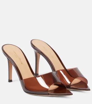 Gianvito Rossi PVC and leather mules elle 85, brown