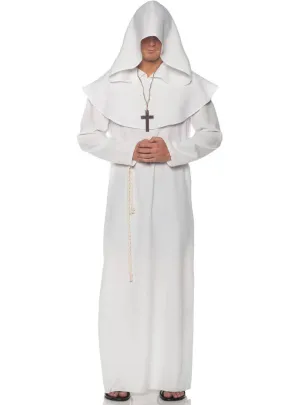 Hooded White Monk Plus Size Mens Costume Robe