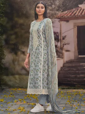 Ibiza Lawn Cotton Grey Embroidered Unstitched Women Suit Set