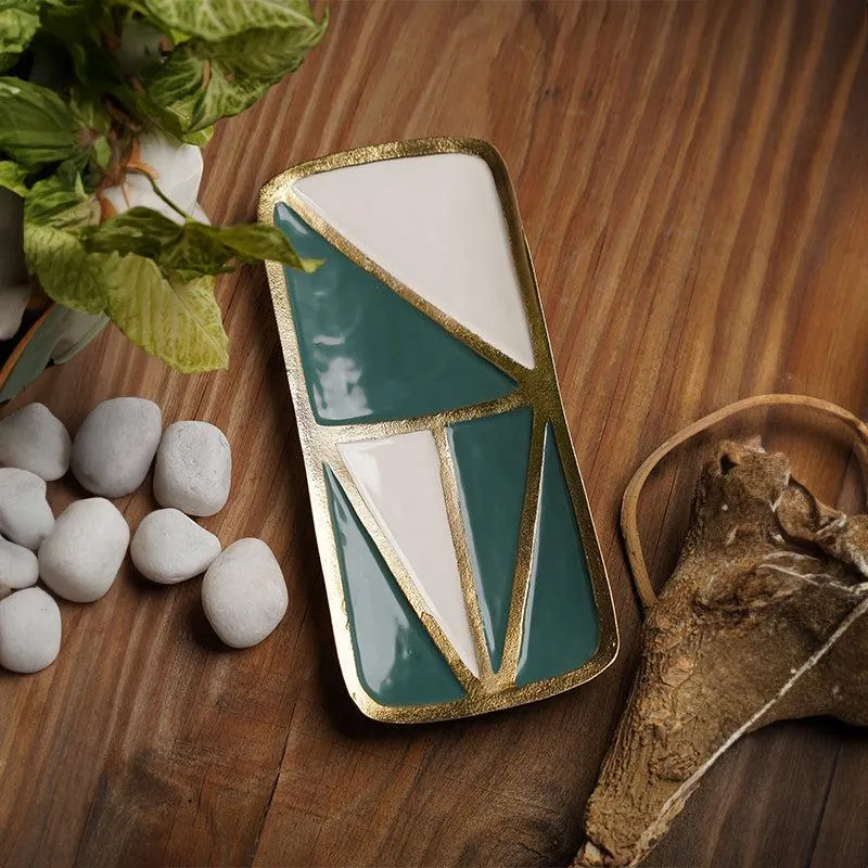 Izen Geometric Platter - Green & Beige