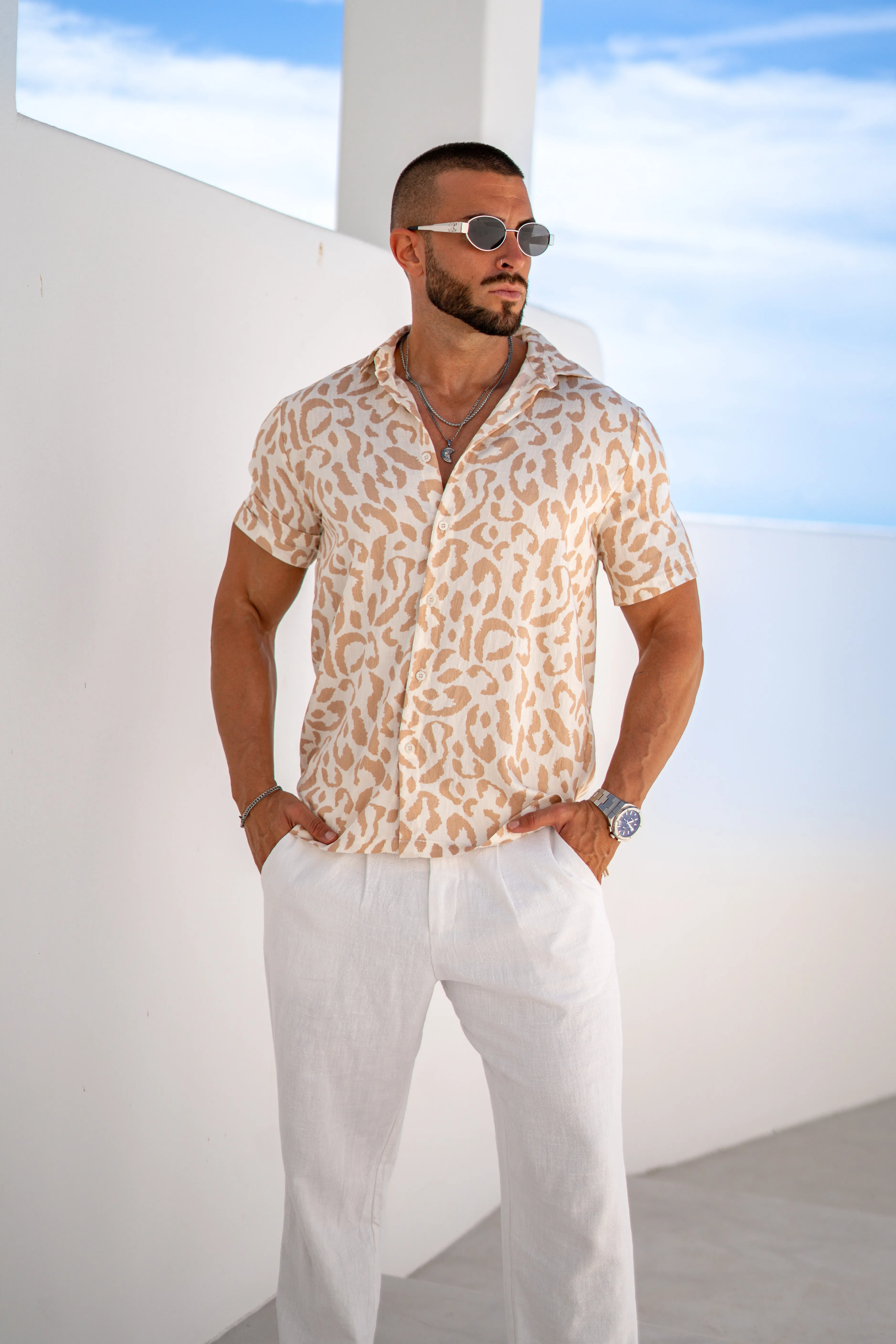 JACK SHIRT - SAND/WHITE