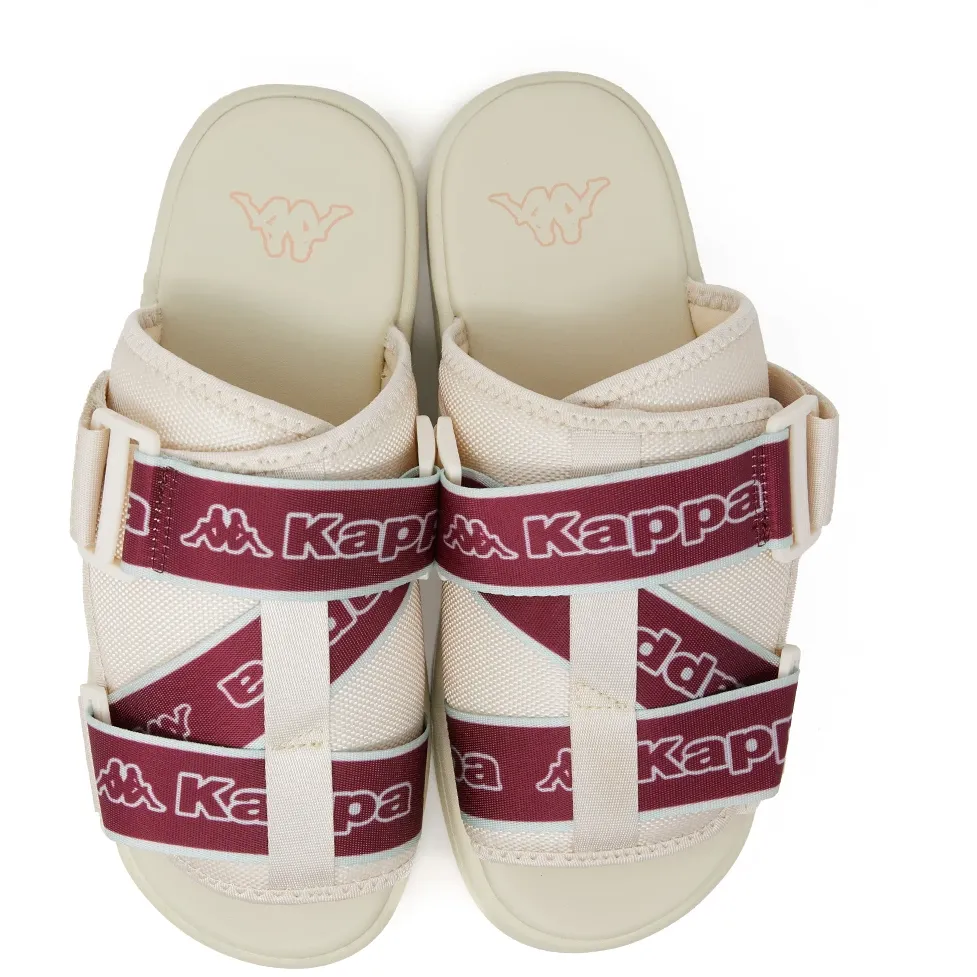 Kappa Logo Tape Kalpi Sandals - Beige / Wine Red