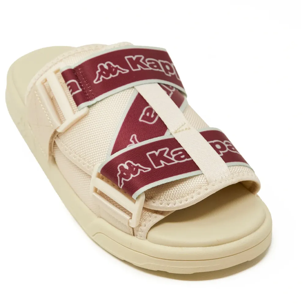 Kappa Logo Tape Kalpi Sandals - Beige / Wine Red