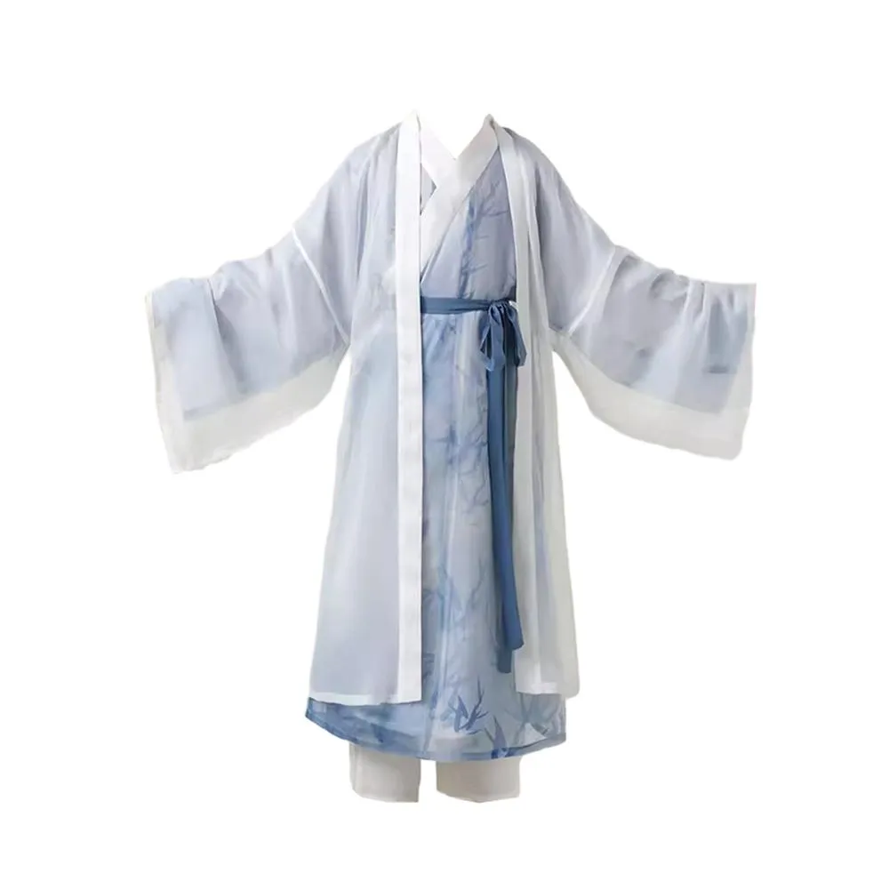 Kids' Blue Printed Ancient Hanfu