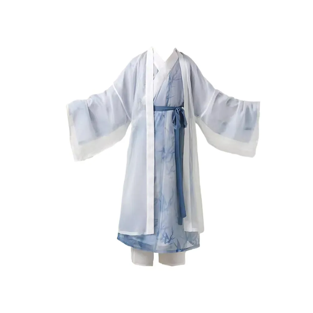 Kids' Blue Printed Ancient Hanfu