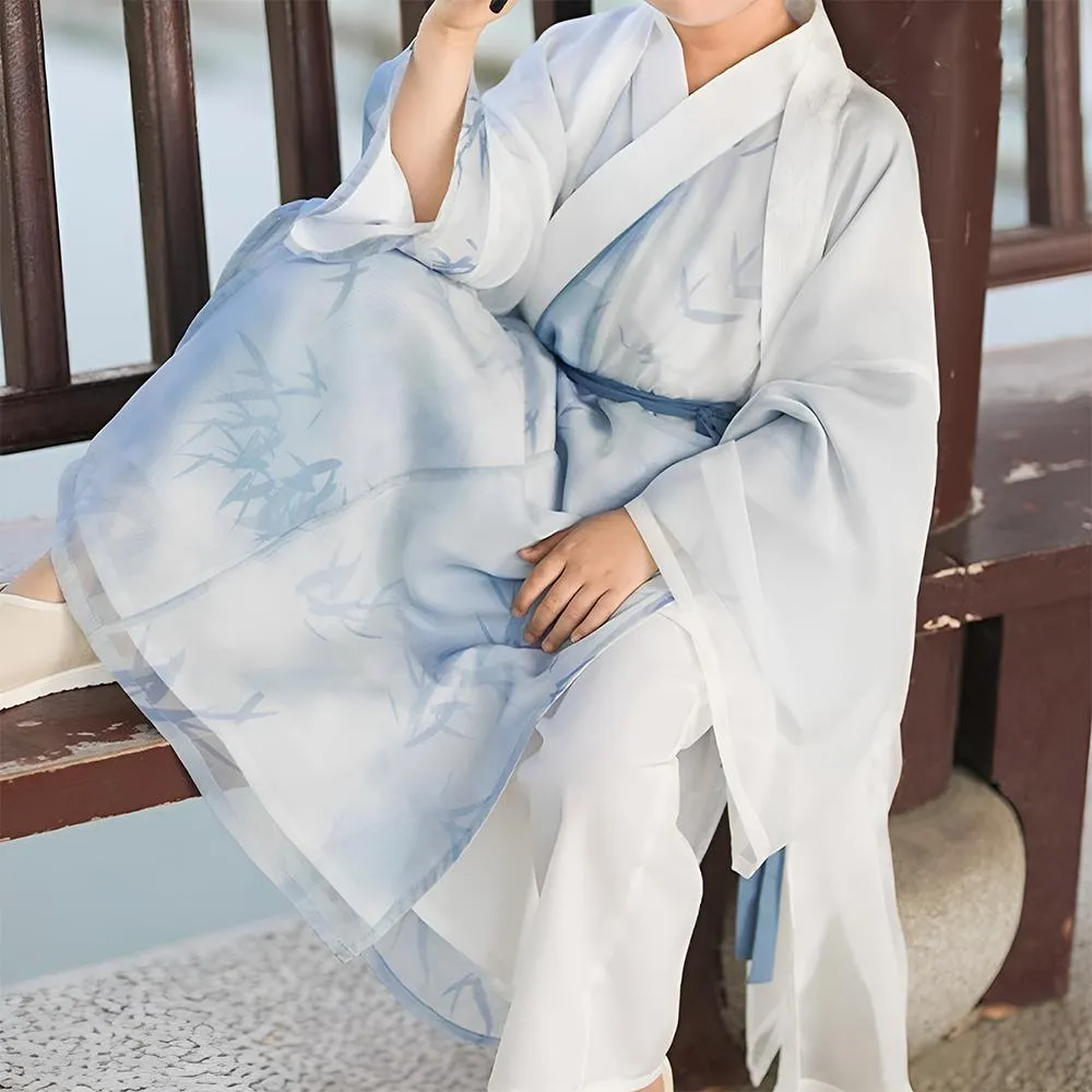 Kids' Blue Printed Ancient Hanfu