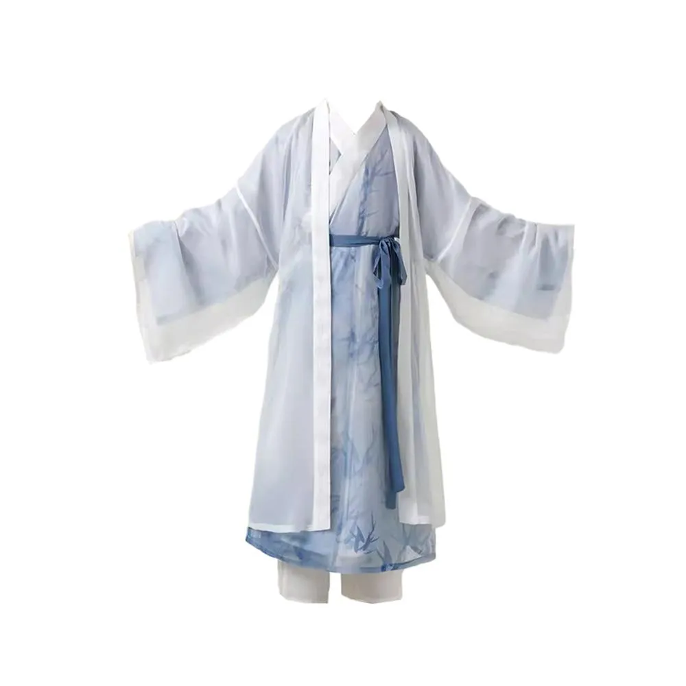 Kids' Blue Printed Ancient Hanfu