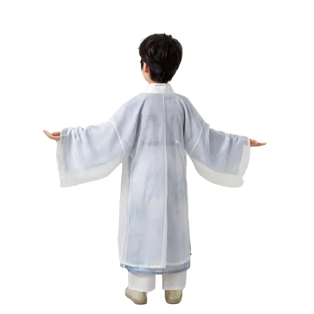 Kids' Blue Printed Ancient Hanfu