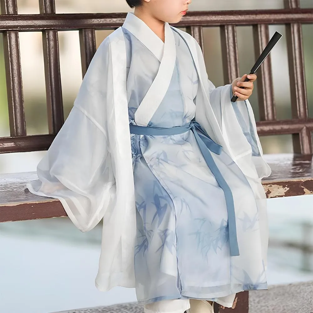 Kids' Blue Printed Ancient Hanfu