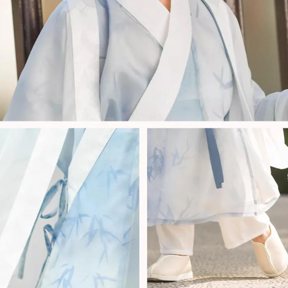 Kids' Blue Printed Ancient Hanfu