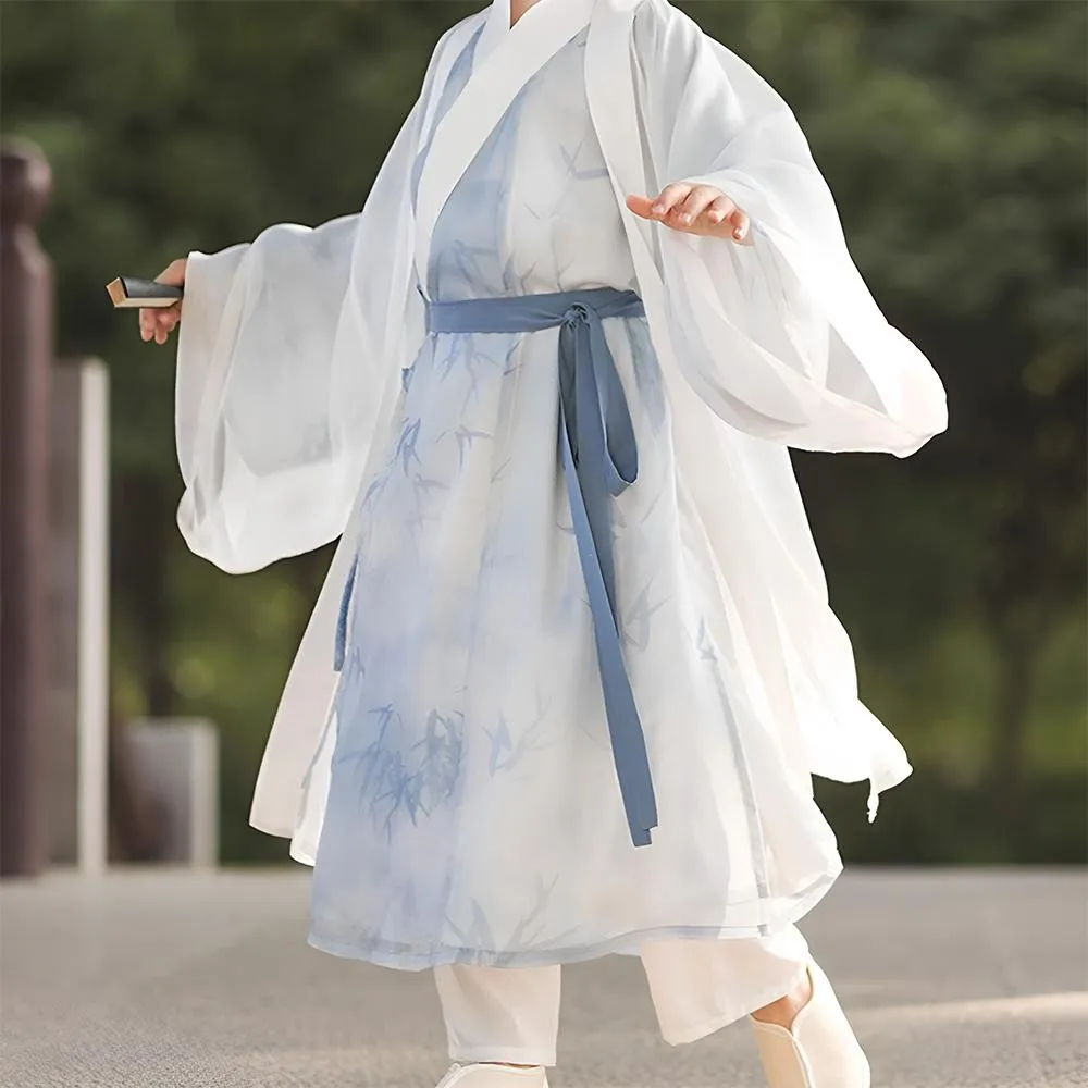 Kids' Blue Printed Ancient Hanfu