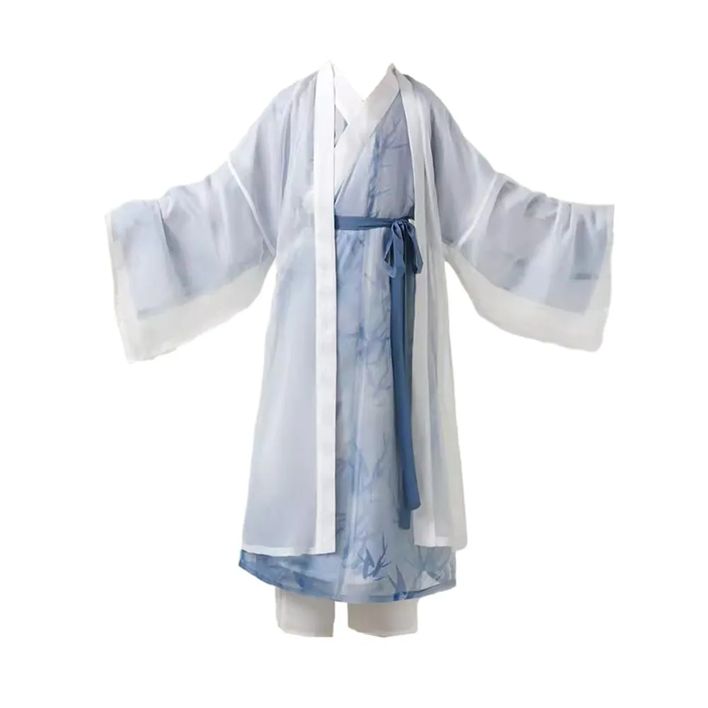 Kids' Blue Printed Ancient Hanfu