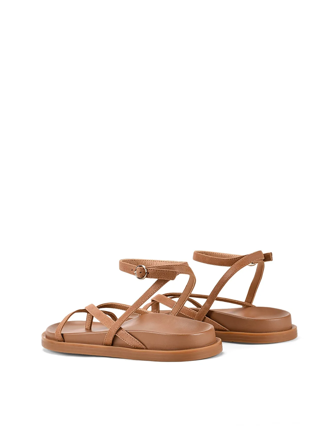 Lawrence Footbed Sandals - Tan Leather