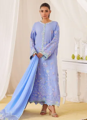 Leesha Periwinkle Blue Raw Silk Shirt And Dupatta