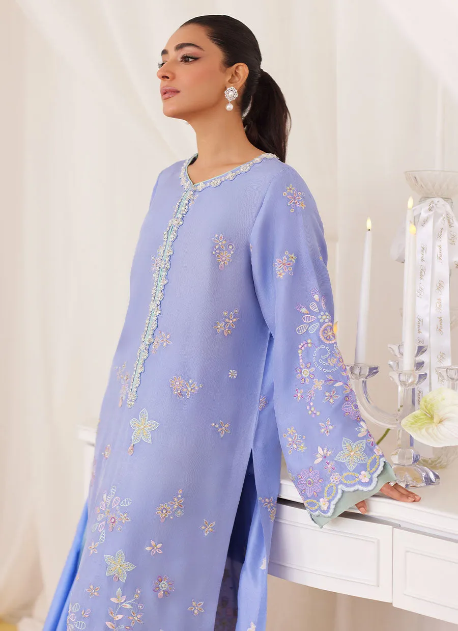 Leesha Periwinkle Blue Raw Silk Shirt And Dupatta