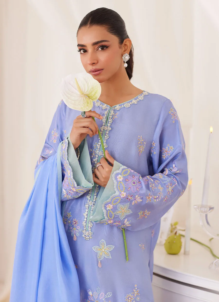 Leesha Periwinkle Blue Raw Silk Shirt And Dupatta