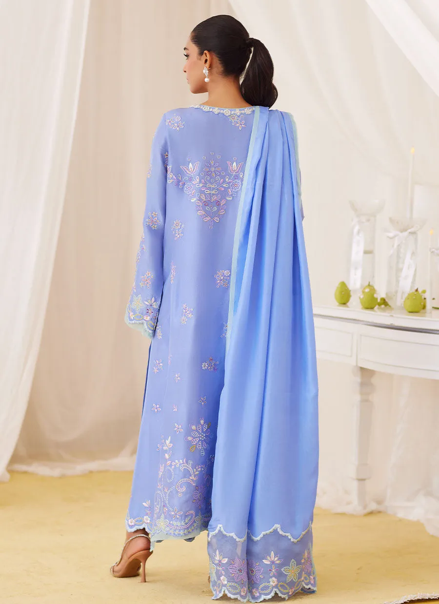 Leesha Periwinkle Blue Raw Silk Shirt And Dupatta