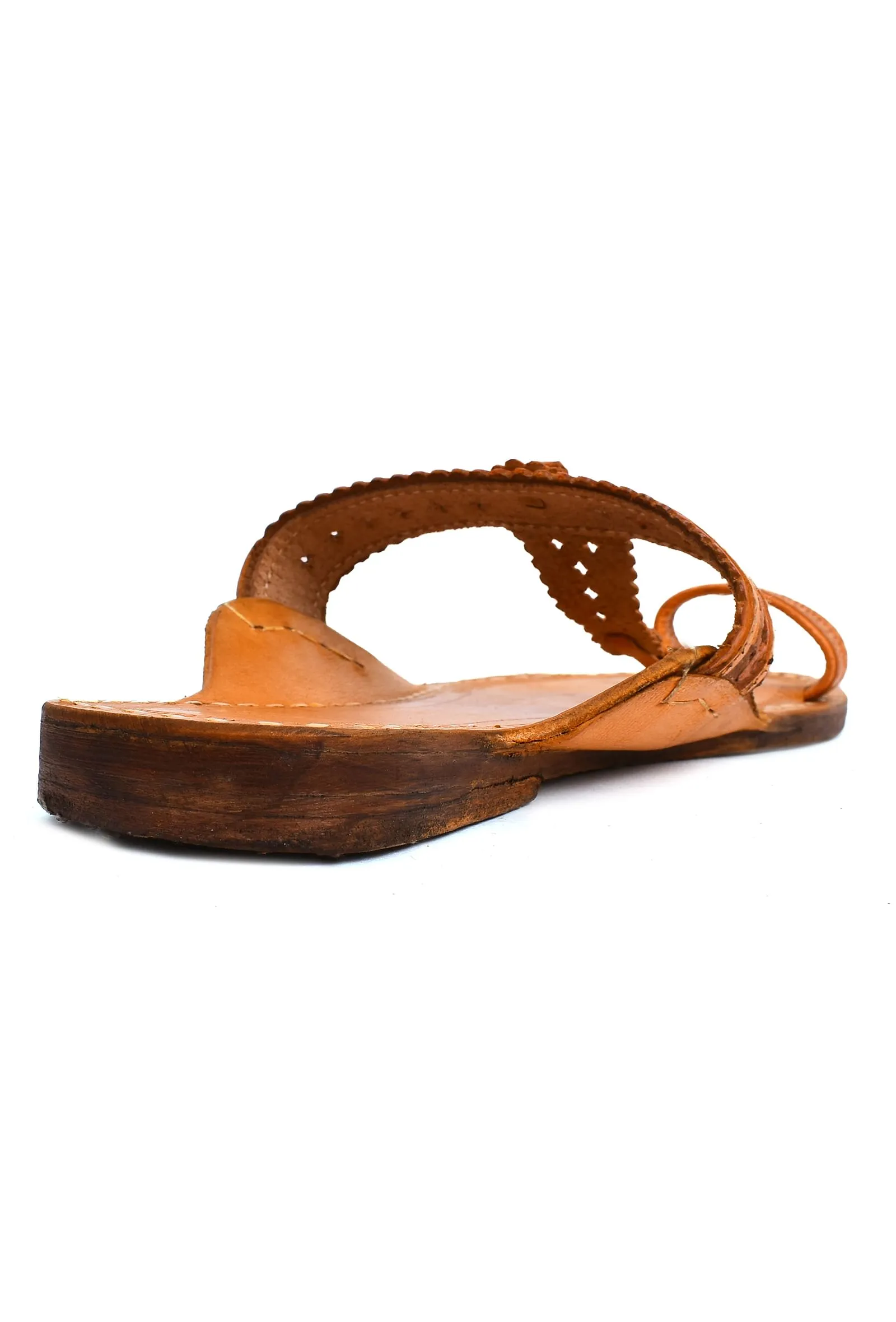 Light Brown Handcrafted Pure Leather Kolhapuri Flats