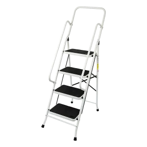 Lightweight Foldable Non-Slip 4 Step Ladder with Handrails