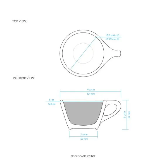 Lino Single Cappuccino Cup & Saucer - Indigo (5oz/148ml)