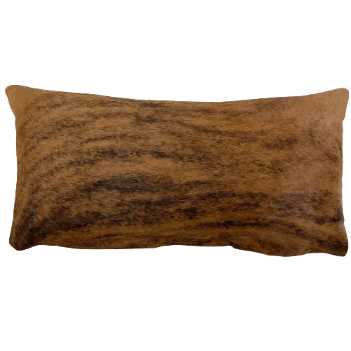 Lumbar Pillow - Brown and Black Brindle Cowhide - 24" x 12" (LPIL099)